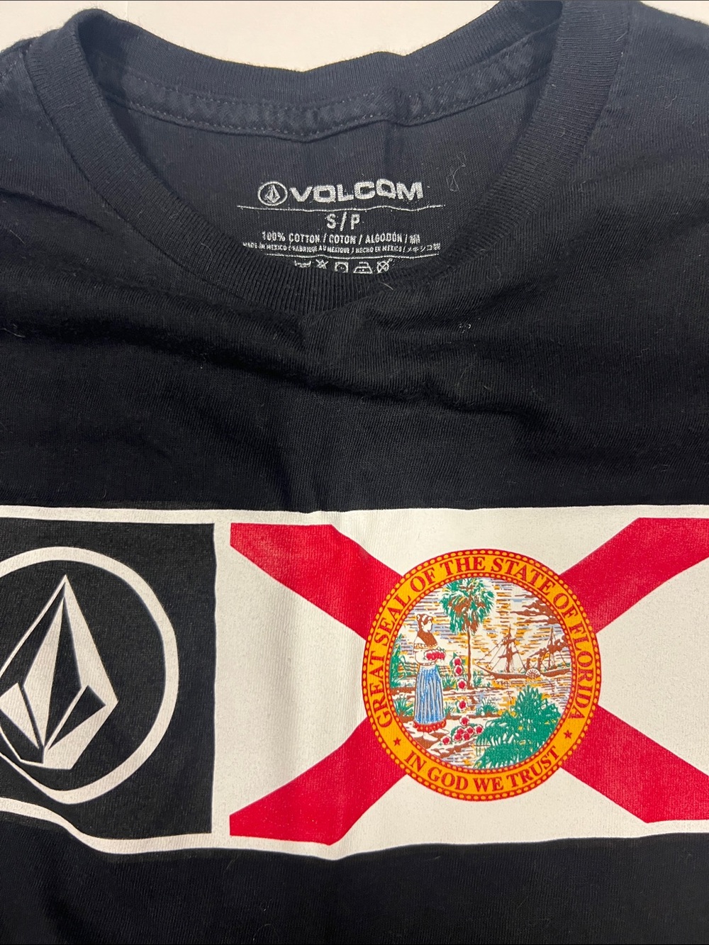 Volcom Black Short-Sleeve Tee with Florida Flag and Logo Graphic - Picture 2 of 4